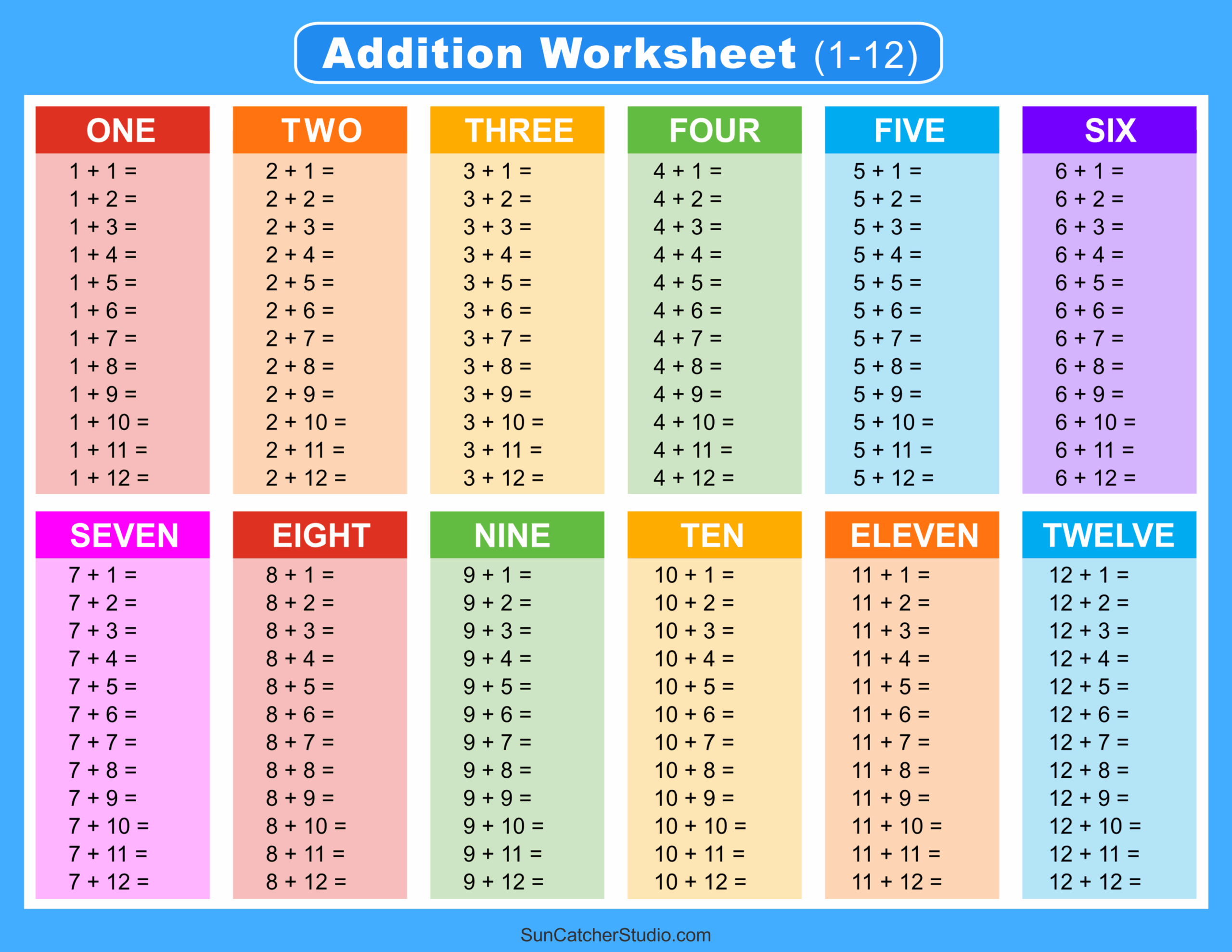 Addition Charts Tables Worksheets Free Printable PDF Files Free 