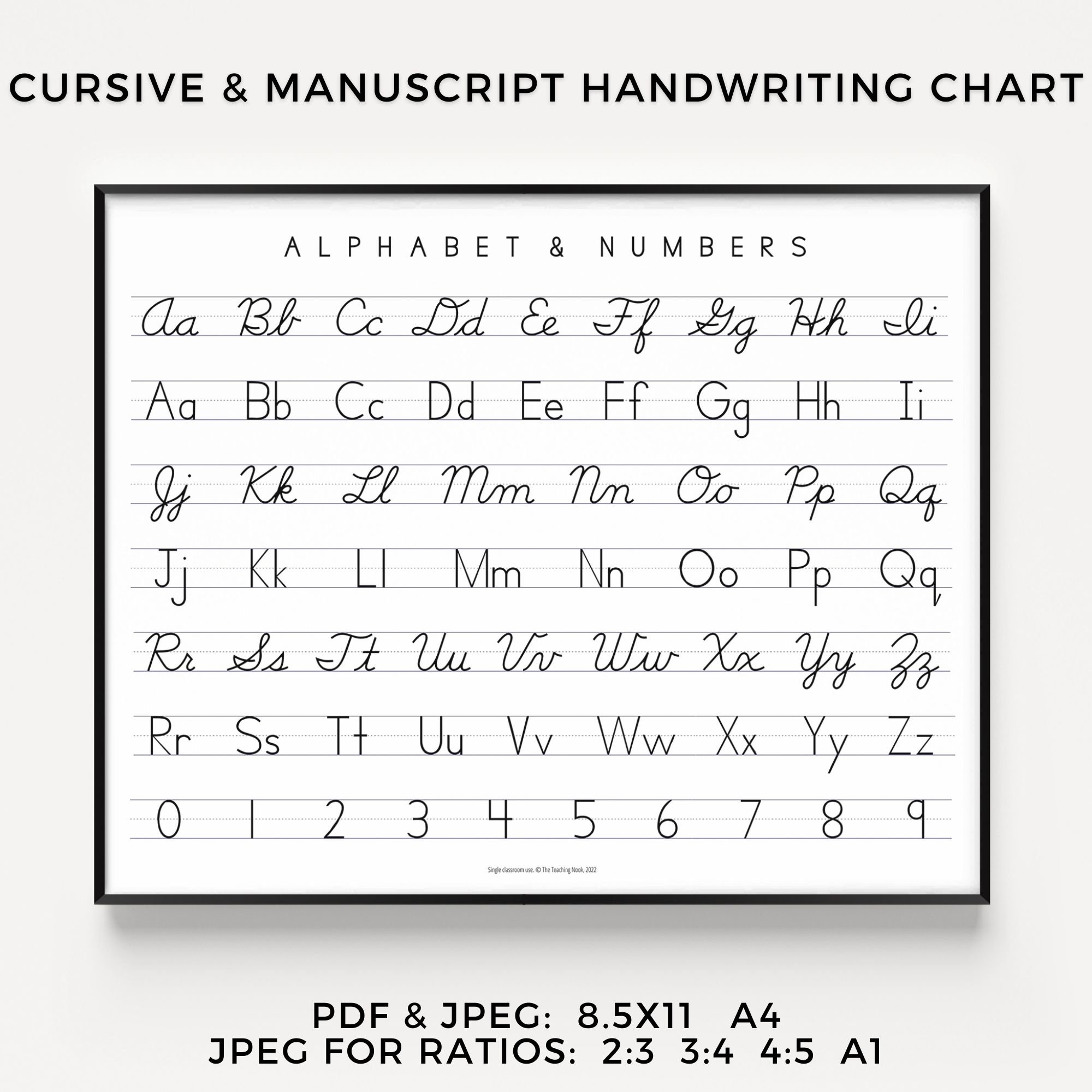 Alphabet In Cursive Printable Chart Lights Crystal