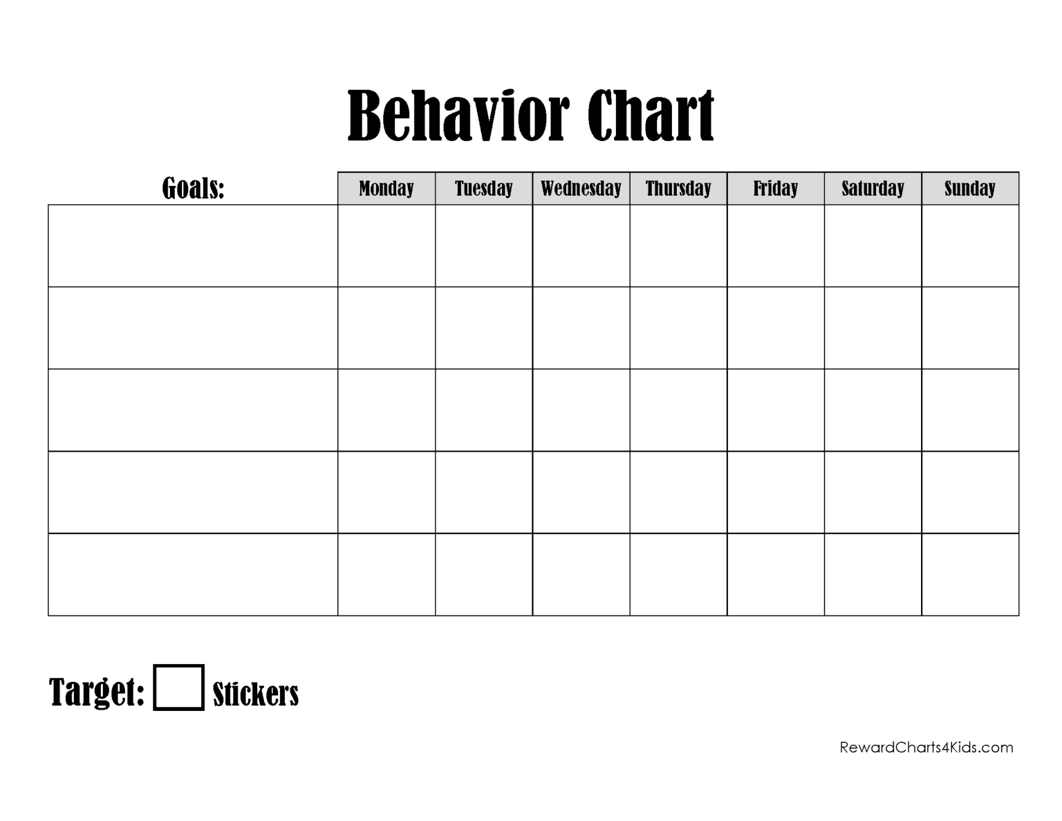 Behaviour Chart Printable