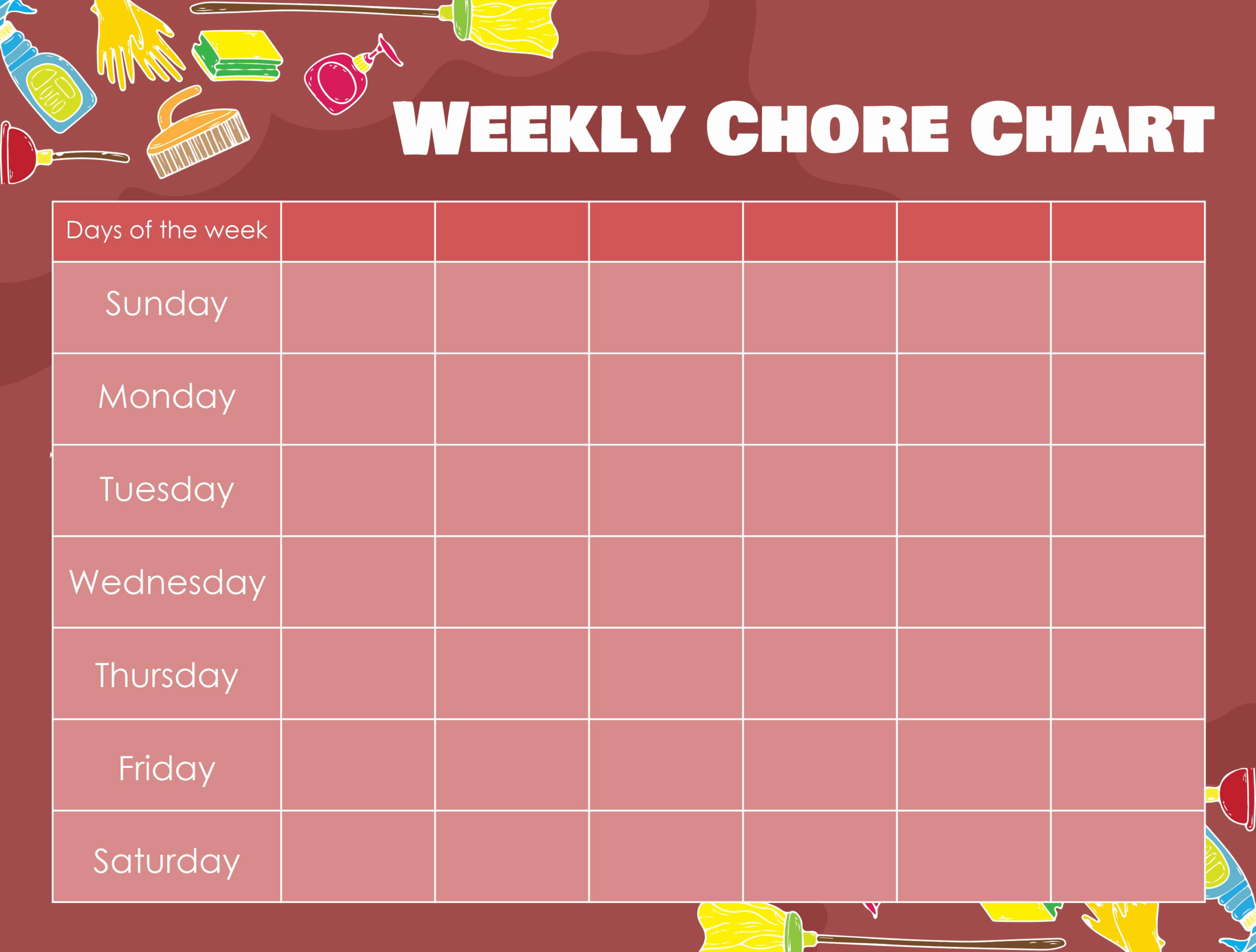 Blank Weekly Chore Chart Templates 10 Free PDF Printables Printablee