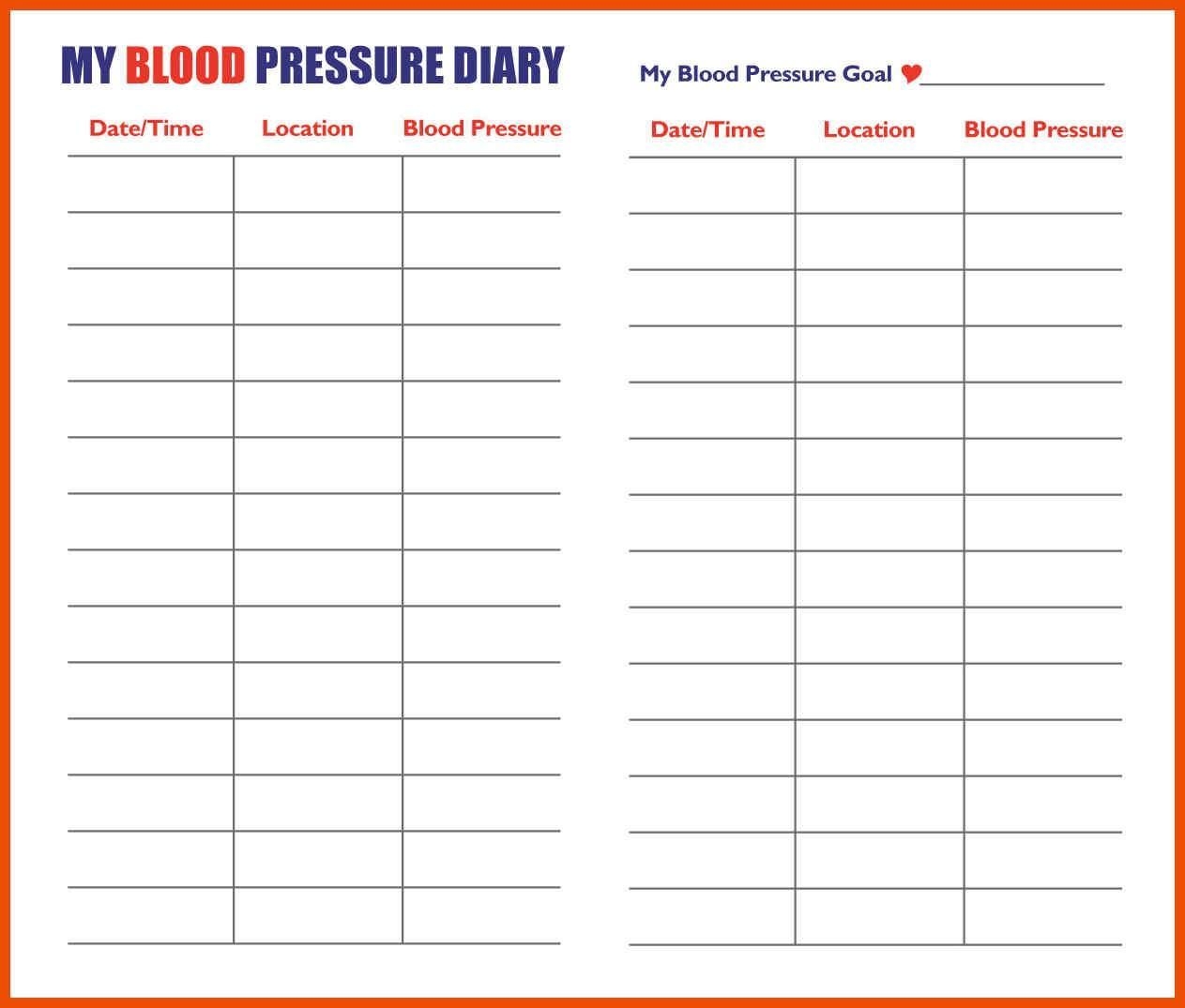 Blood Pressure Monitoring Chart Printable Template Business PSD 