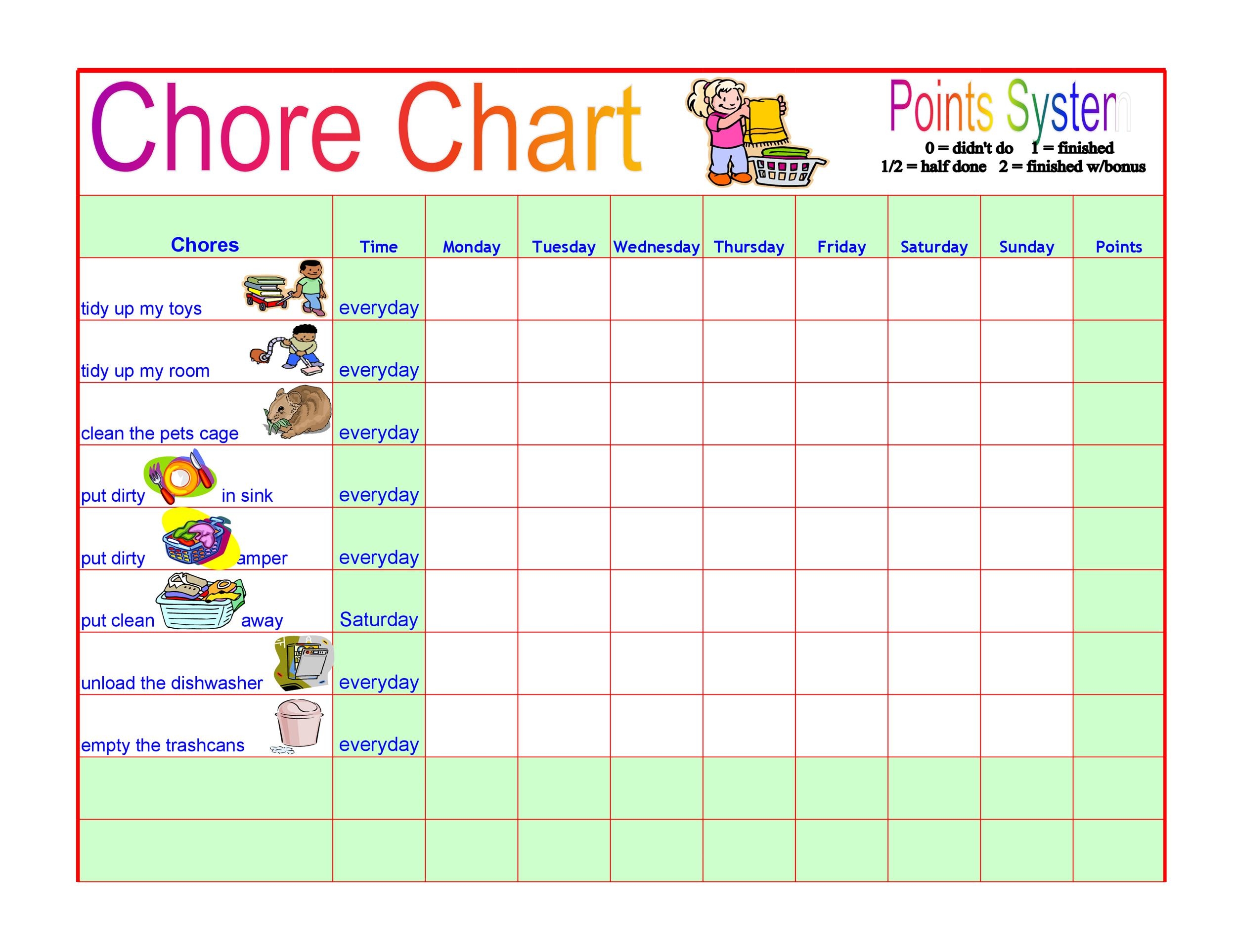 Calendar Chore Chart Lorie Raynell