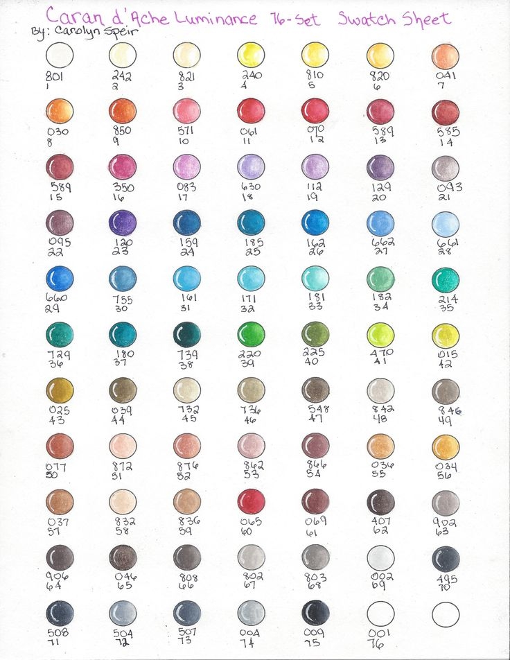 CARAN D 39 ACHE LUMINANCE SWATCH CHART Color Colored Pencils Swatch