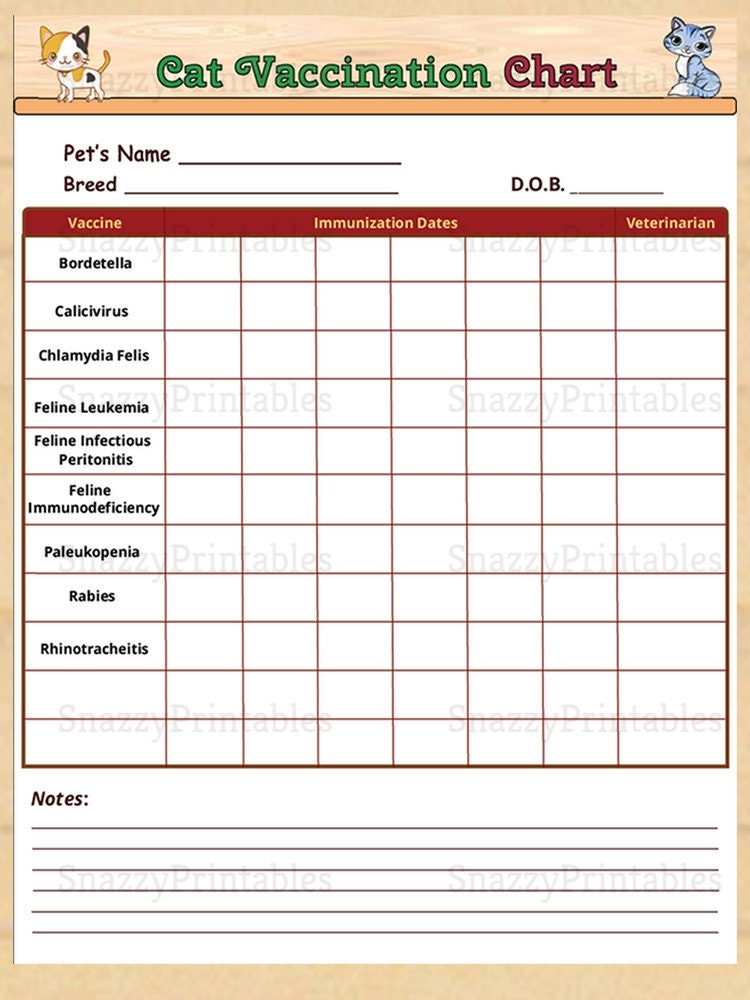 Cat Vaccination Record Printable Pdf Printable World Holiday