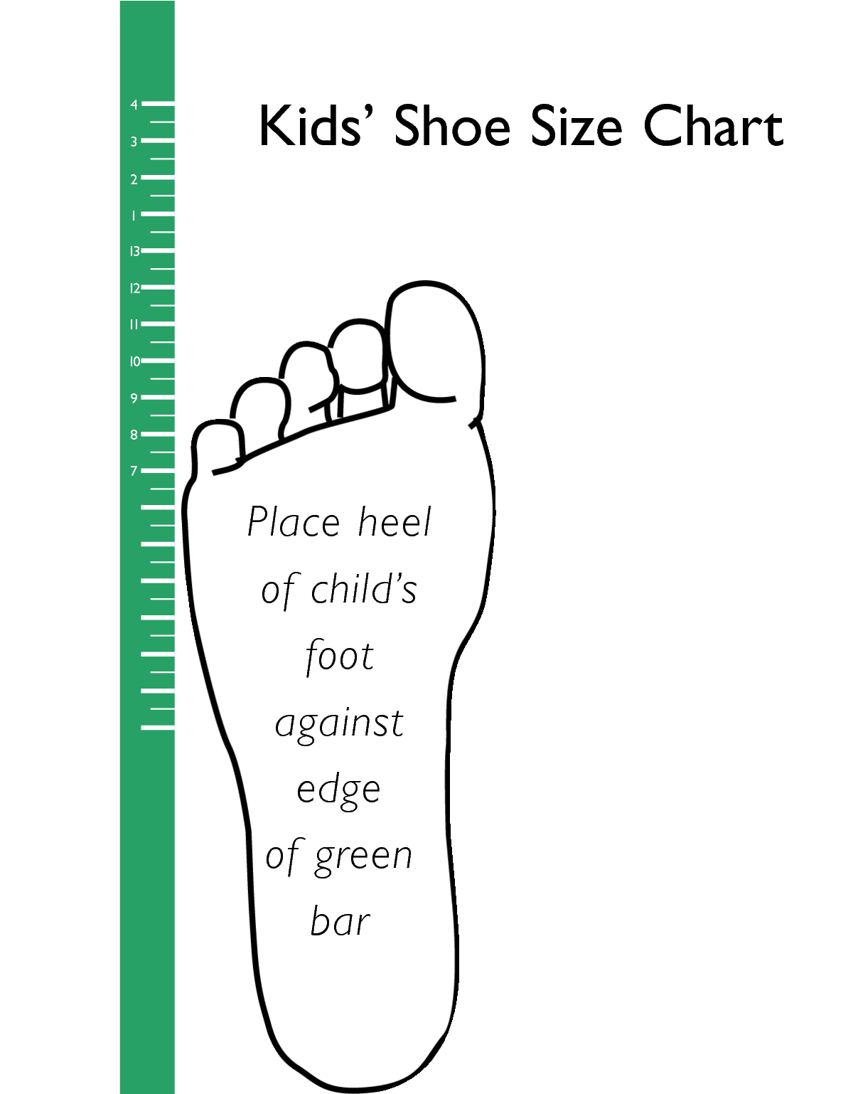 Children Printable Shoe Size Chart Dorothy M Mata
