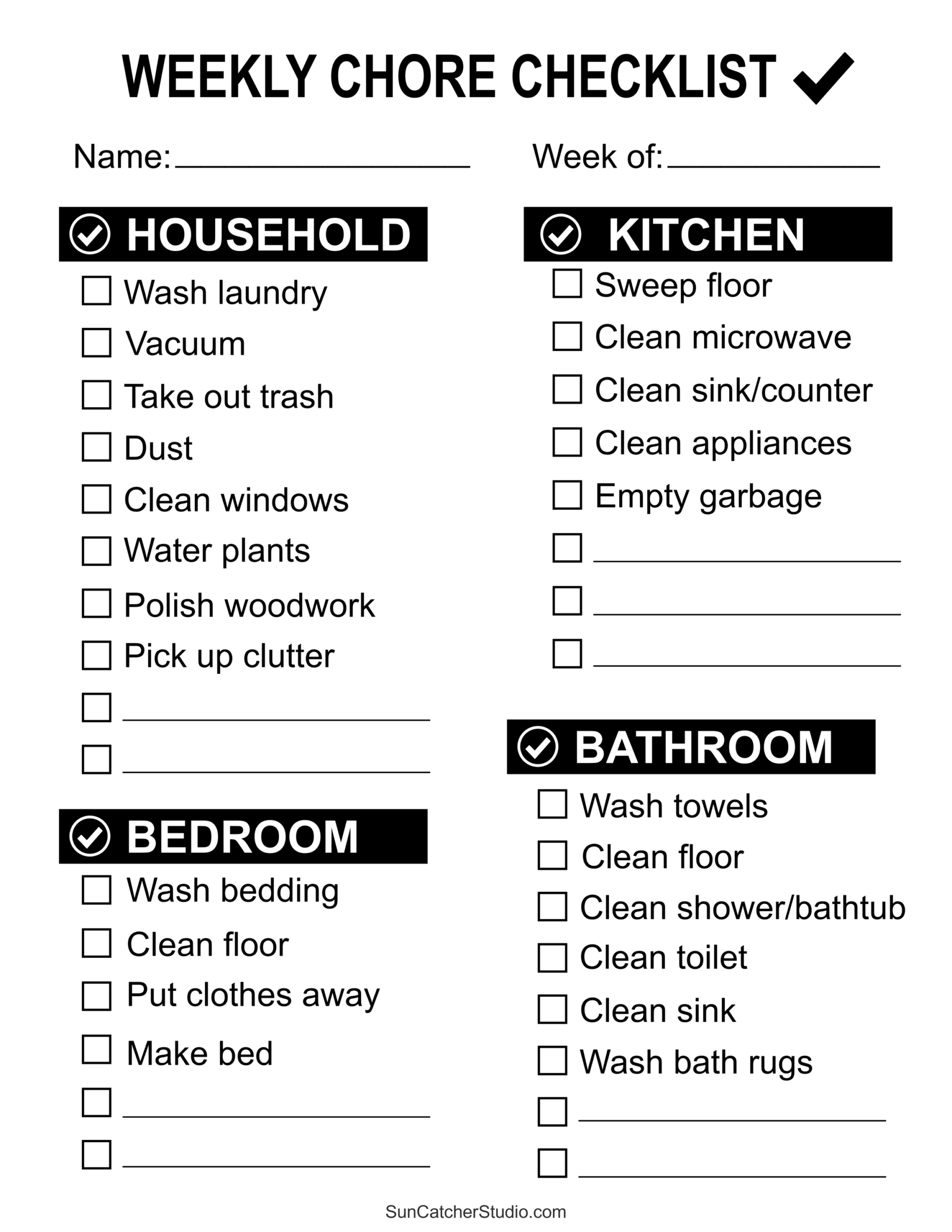 Chore Charts Printable Editable Daily Weekly Templates Free 