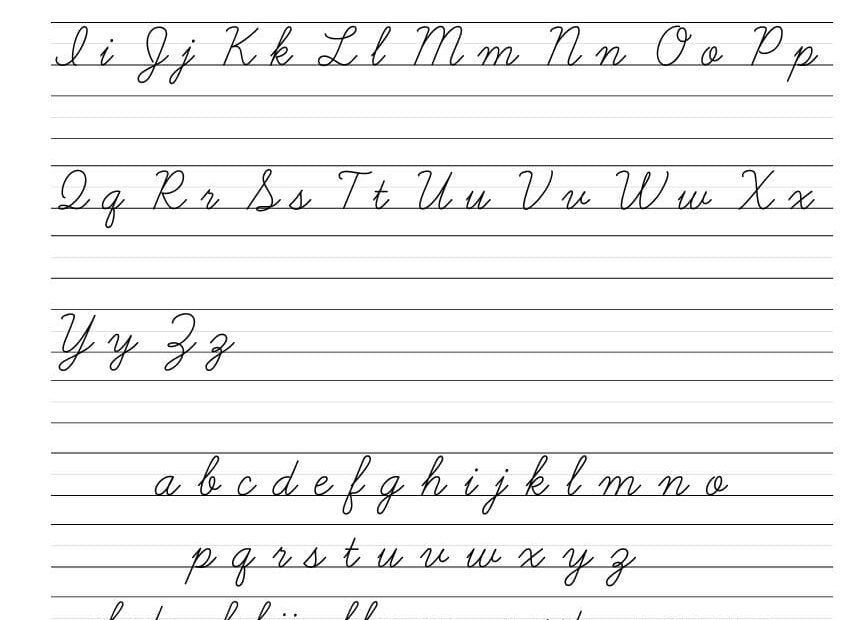 Cursive Letters A Z Chart Pdf Infoupdate