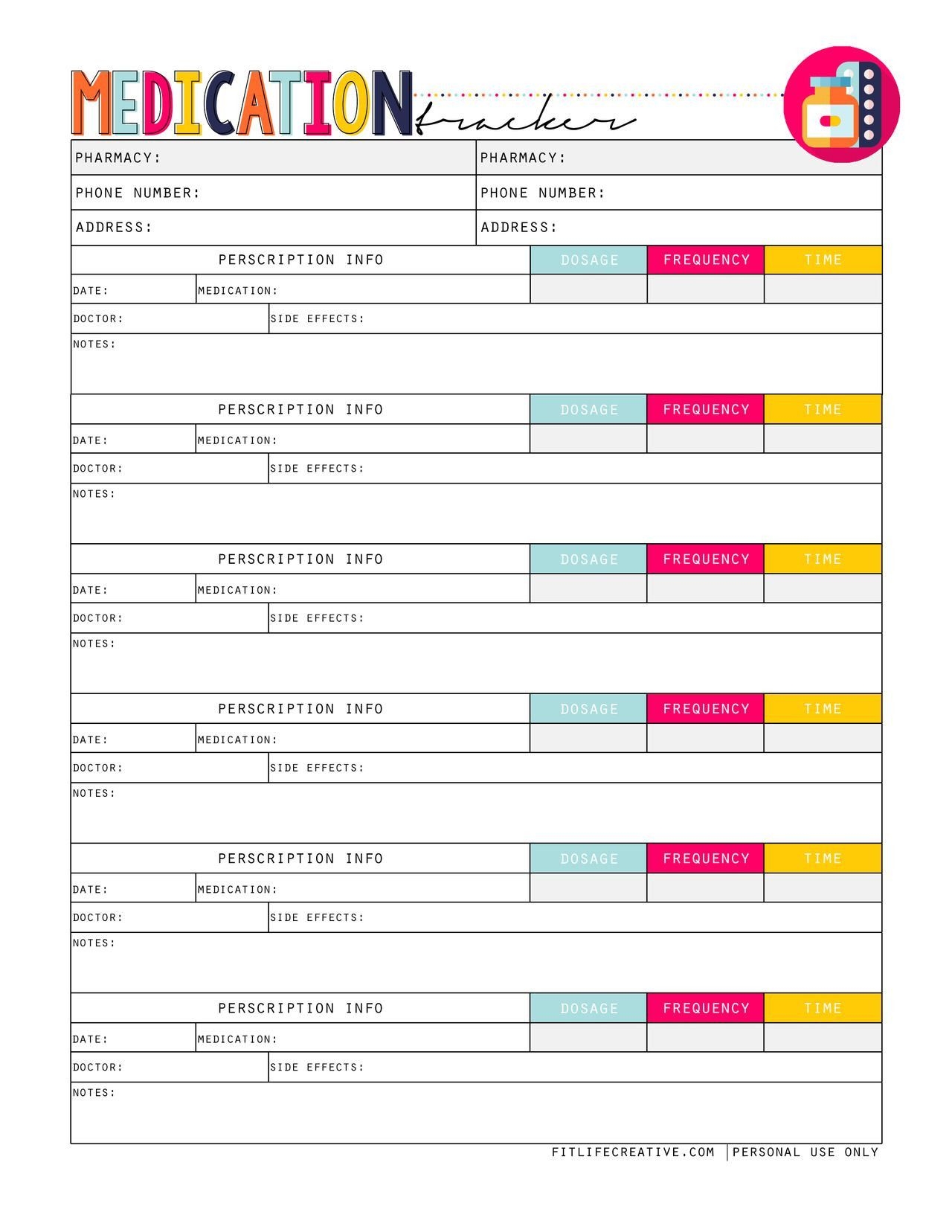 Daily Medication Chart Template Printable Printable Templates