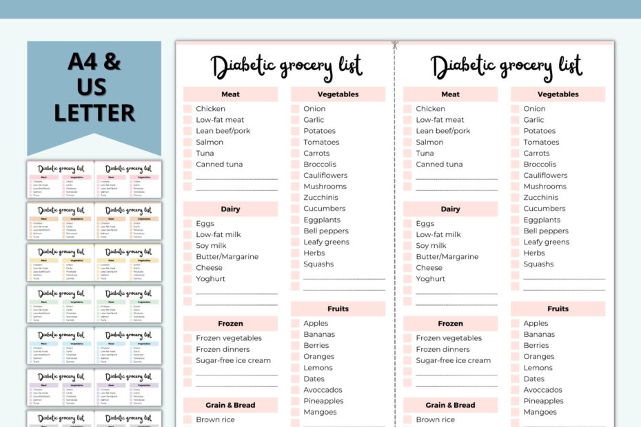Diabetic Food List Printable PDF Type Diabetes Grocery 47 OFF
