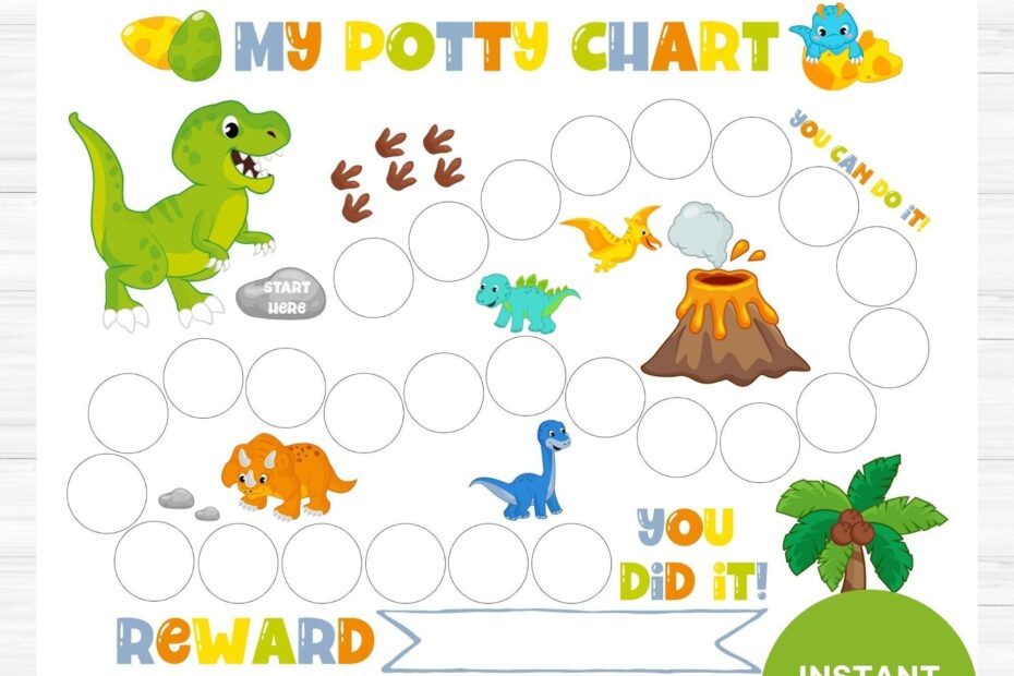 Dinosaur Potty Chart Printable Potty Training Chart Boy Sticker Chart