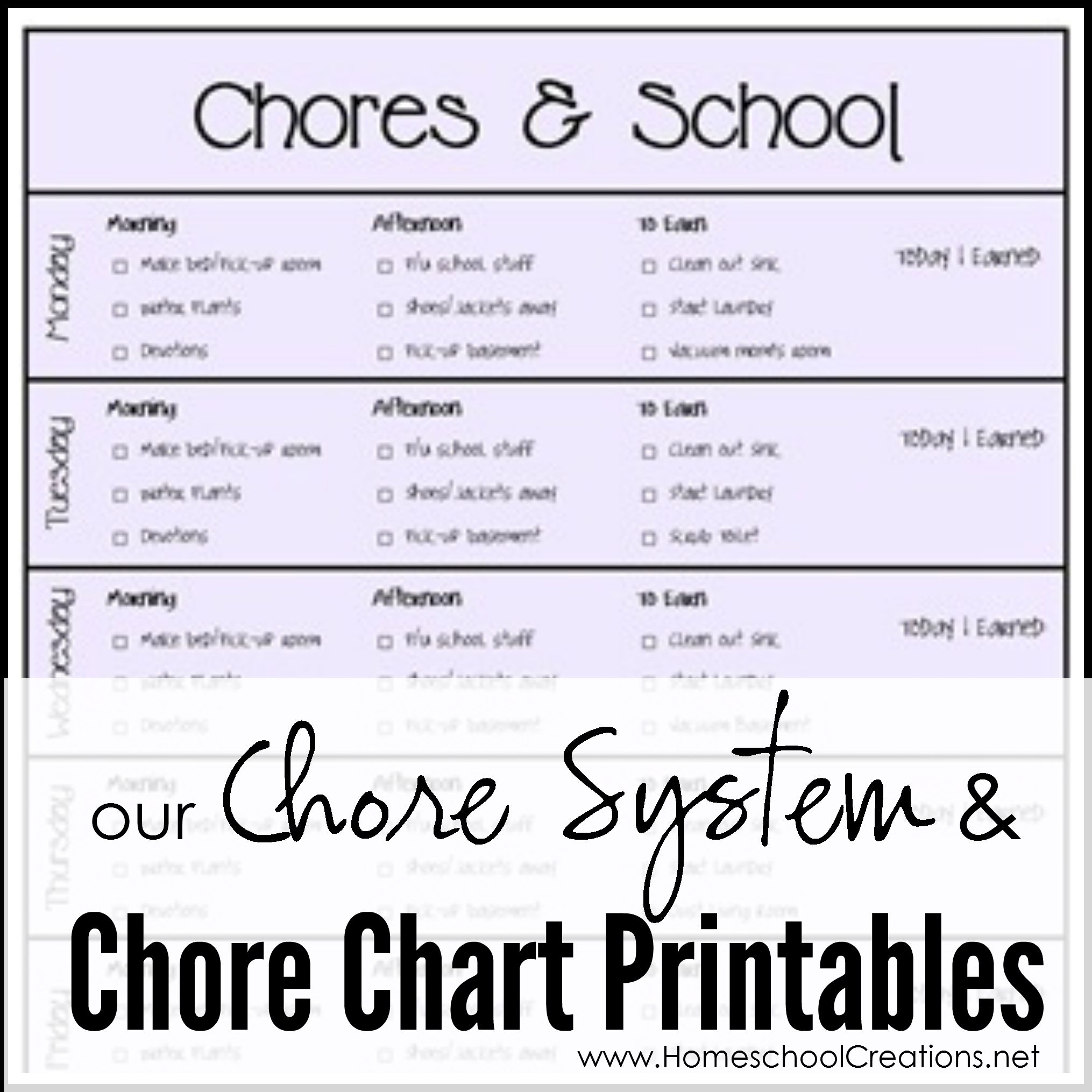 Diy Chore Charts Kids Chore System Free Printable Lights Crystal
