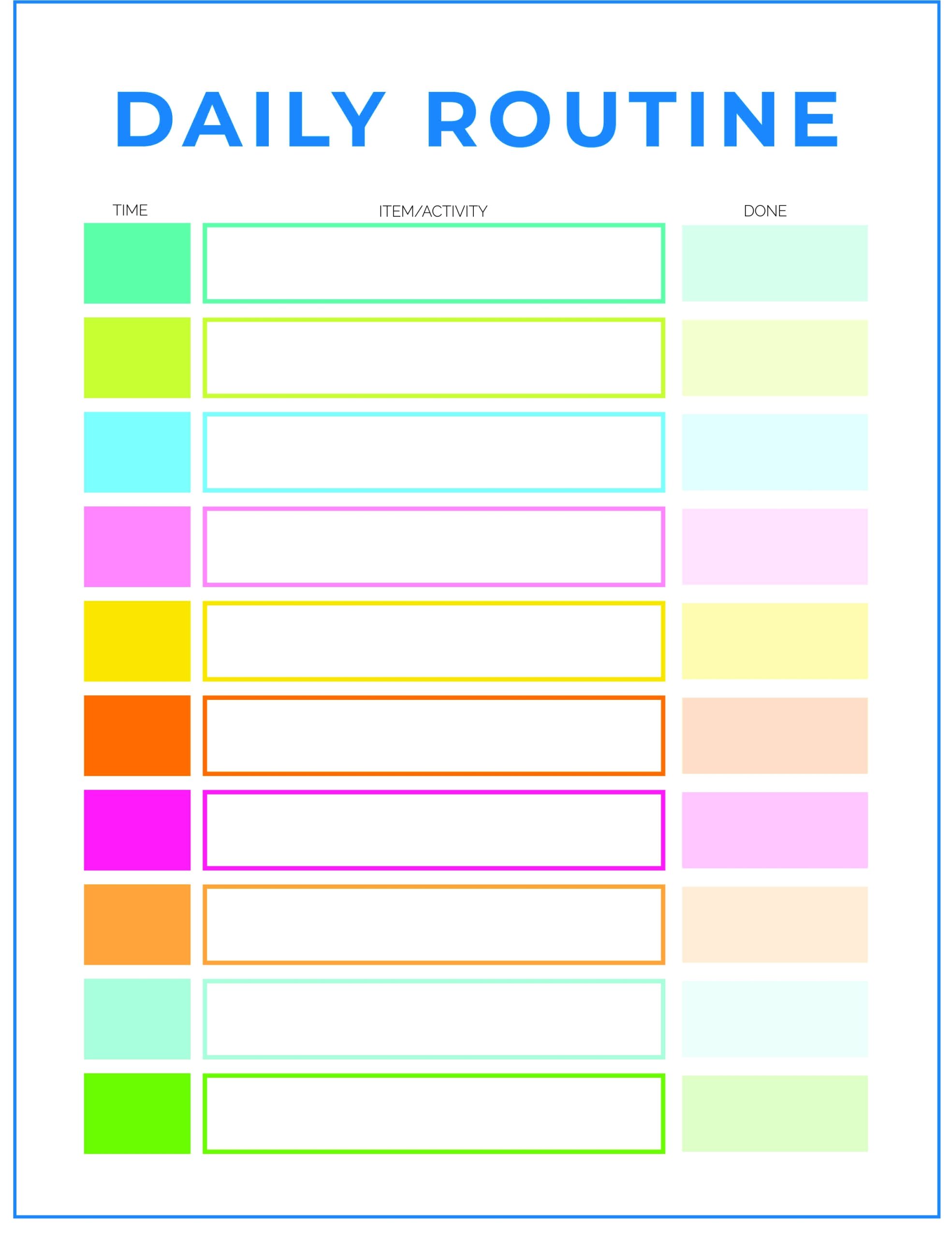 Downloadable Free Printable Adhd Routine Charts Chore Routines 