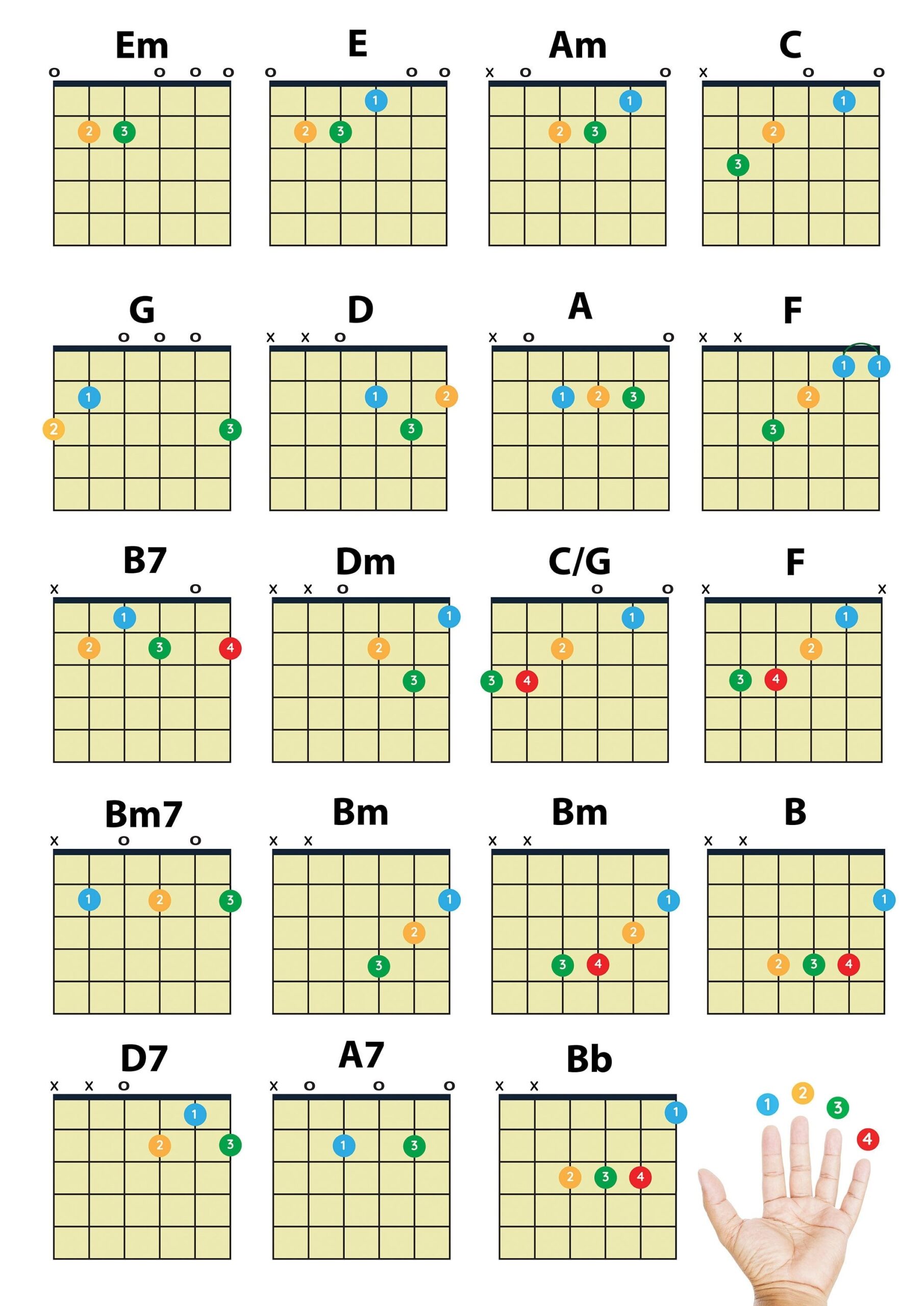 Easy Guitar Chords PDF Download Beginner Printable Chord Chart Poster 