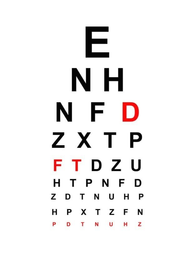 Eye Test Chart Printable A4