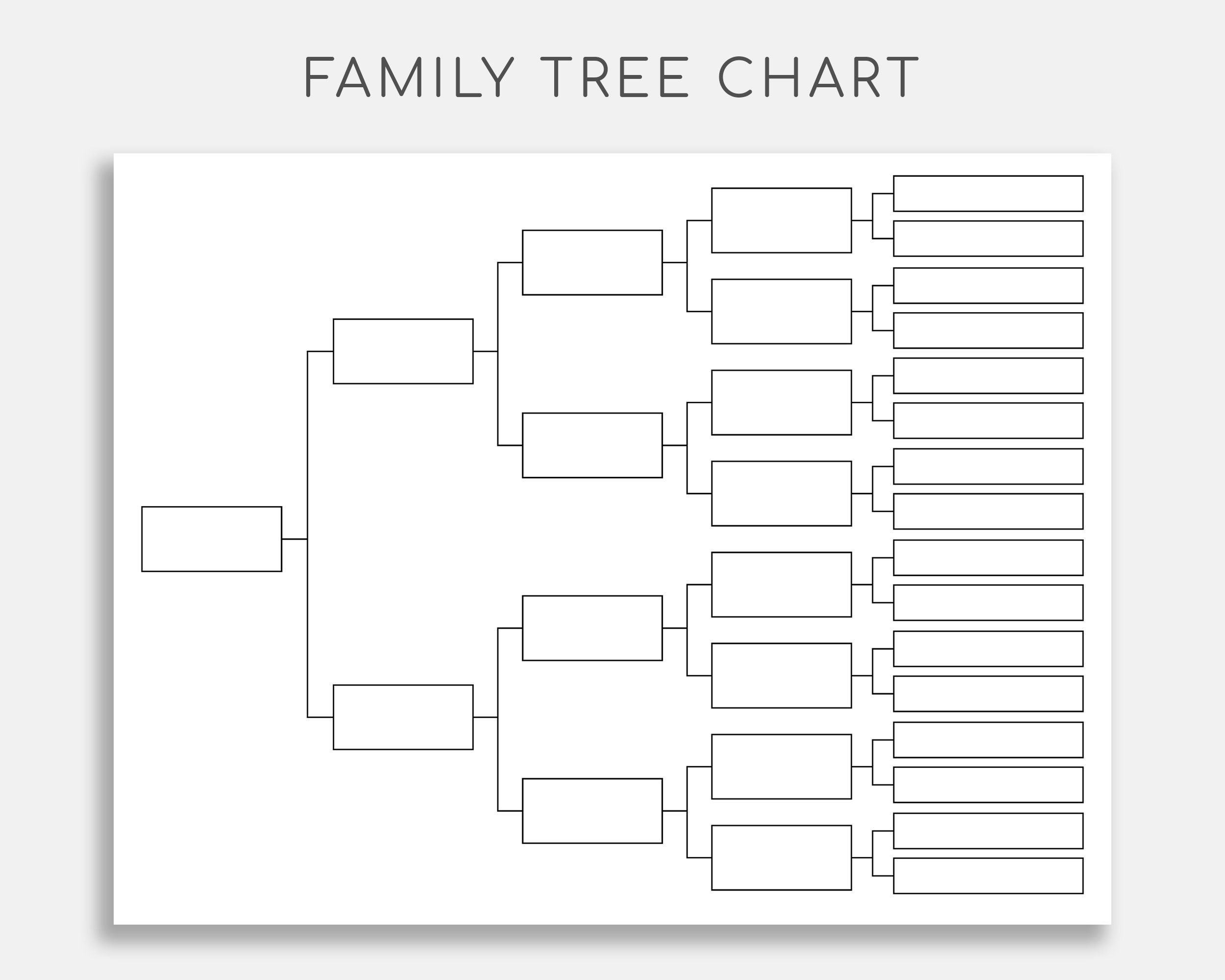 Family Tree Chart Pedigree Chart Genealogy Template Ancestral Chart 
