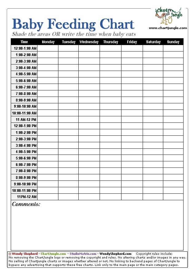 Feeding Chart For Infants Printable Printable Board Games