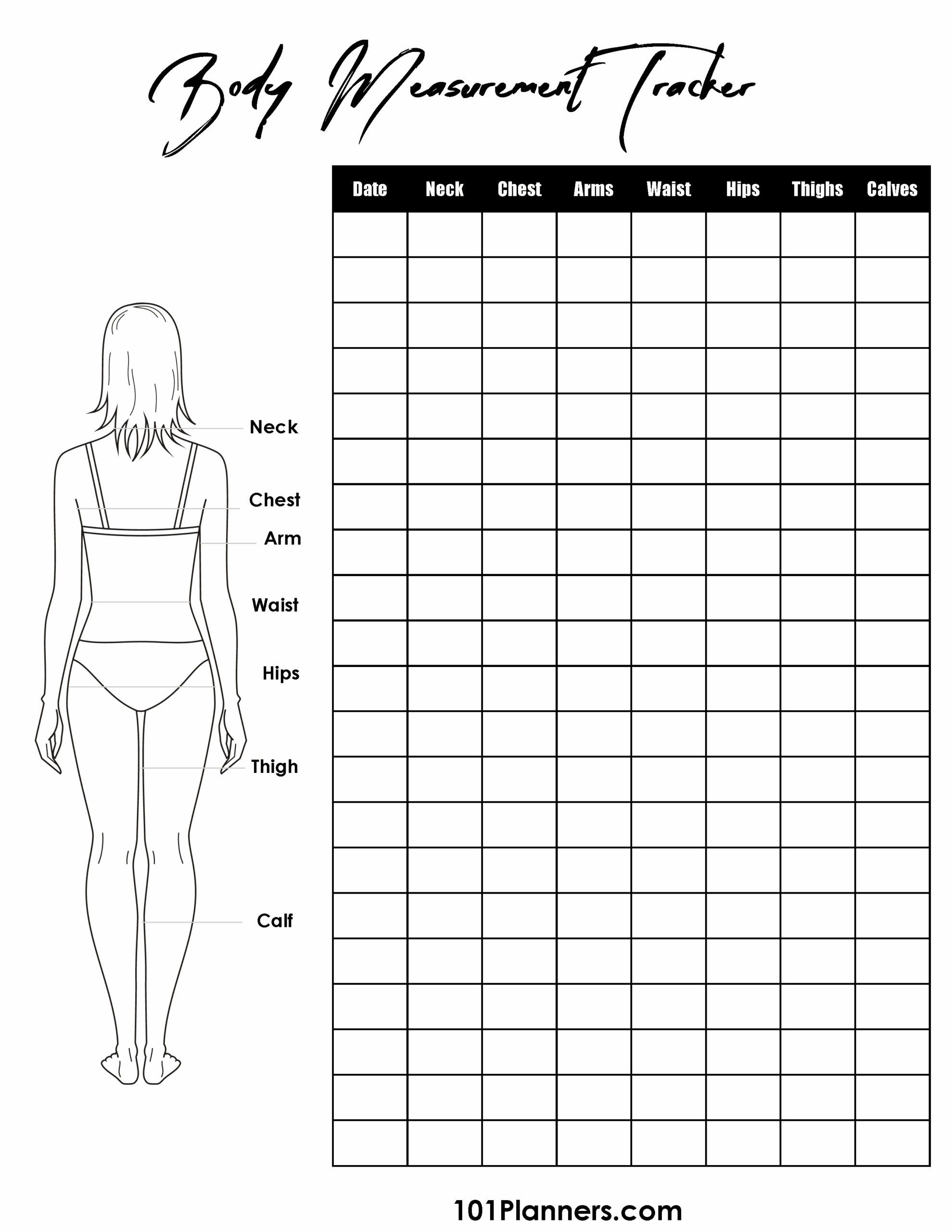 Free Body Measurement Tracker Chart Printable Jethro Jeff