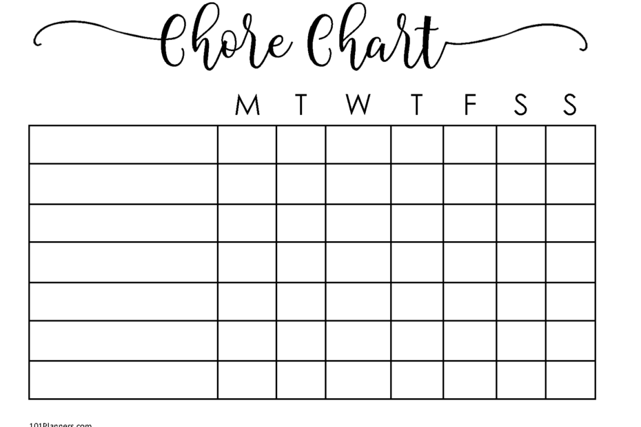 FREE Chore Chart Template 101 Different Designs Chore Chart FREE