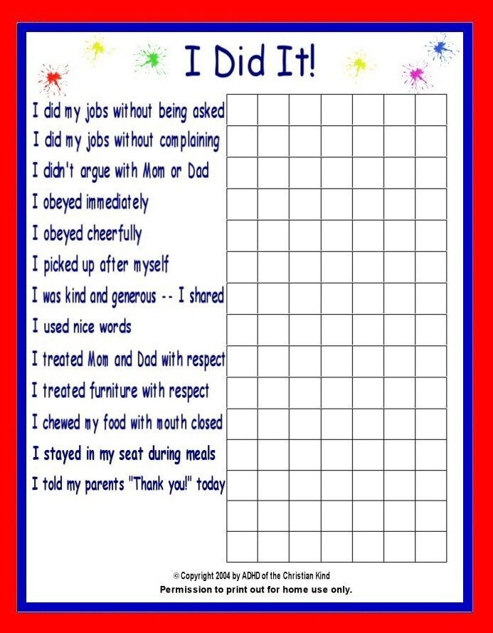 Free Printable Adhd Behavior Charts Printable Word Searches