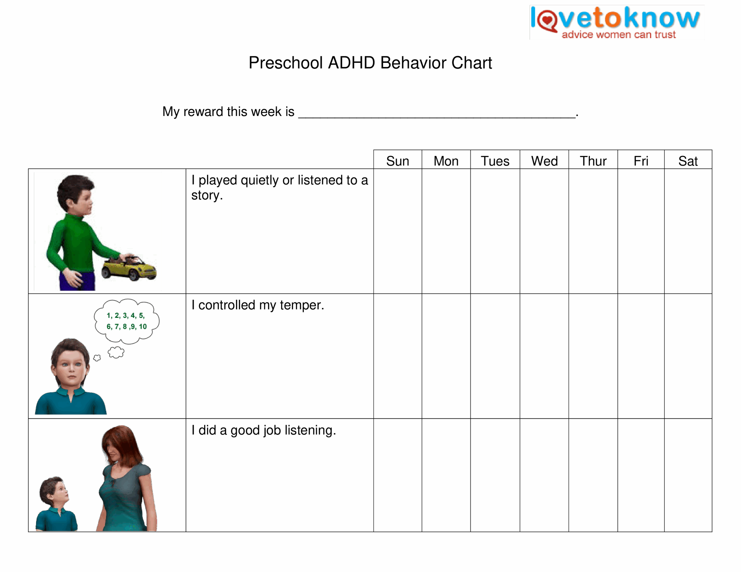 Free Printable Adhd Routine Charts BehaviorChart