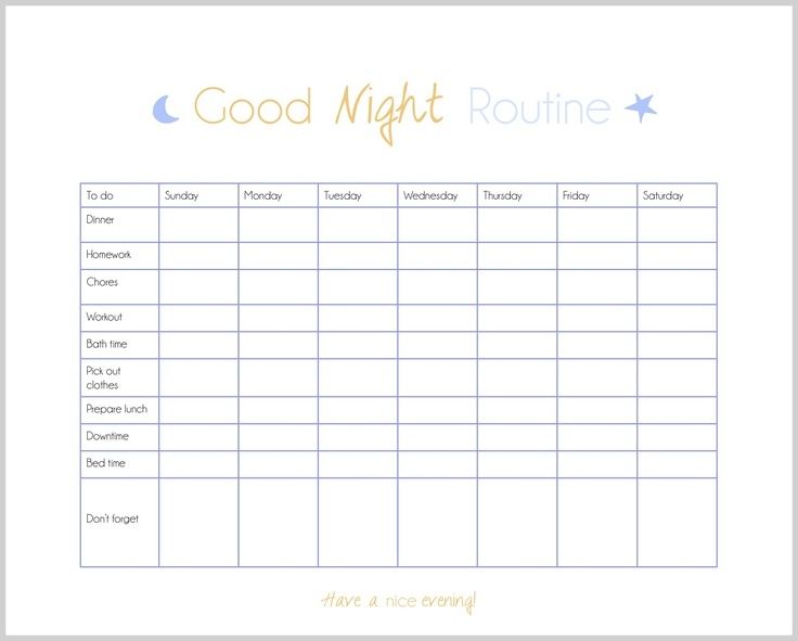 Free Printable Adhd Routine Charts