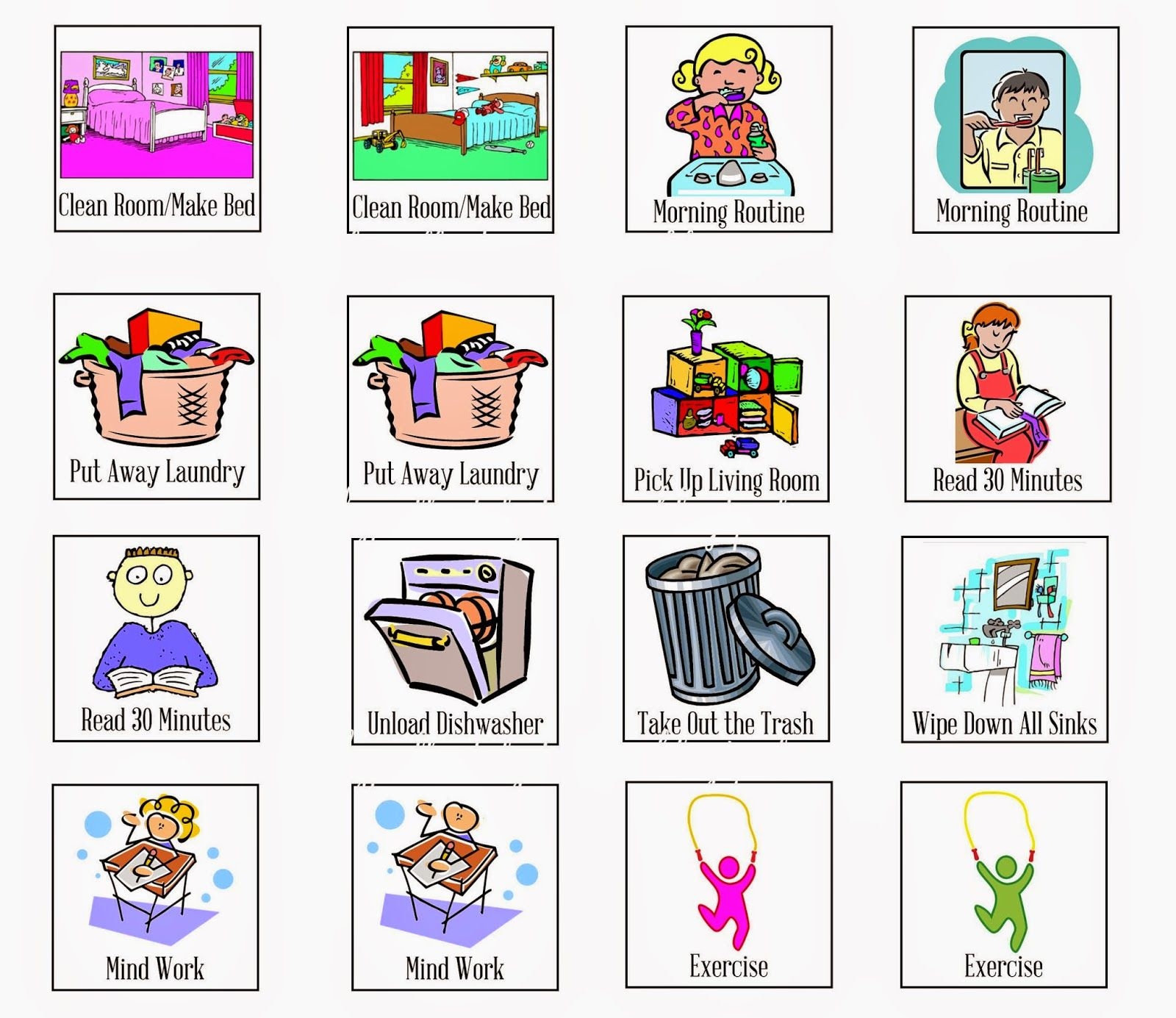 Free Printable Autism Chore Chart PrintableChoreCharts
