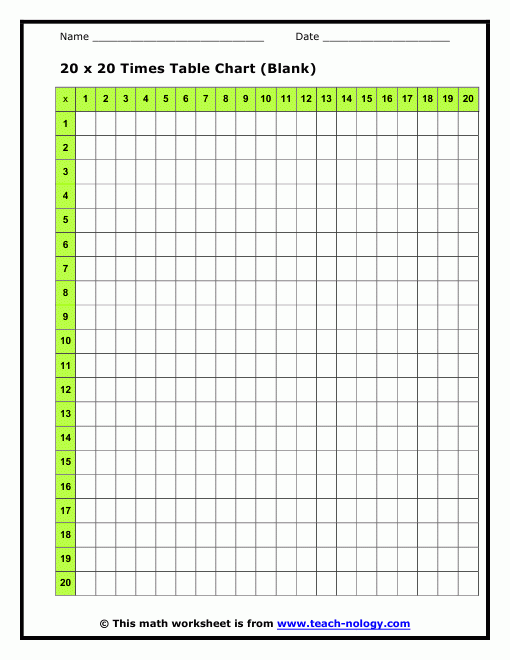 Free Printable Blank Multiplication Chart Lawpchs