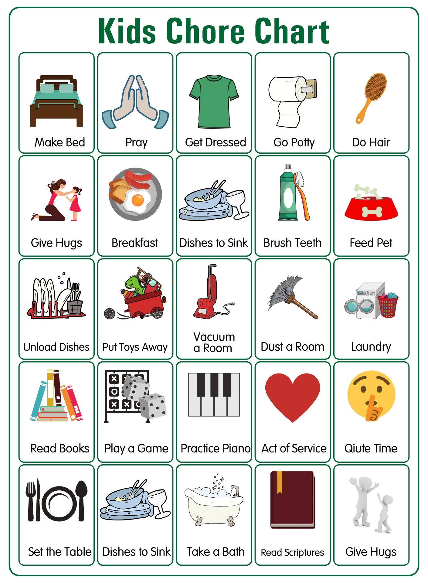 Free Printable Chore Charts For Kids Free Printable Chore Charts 