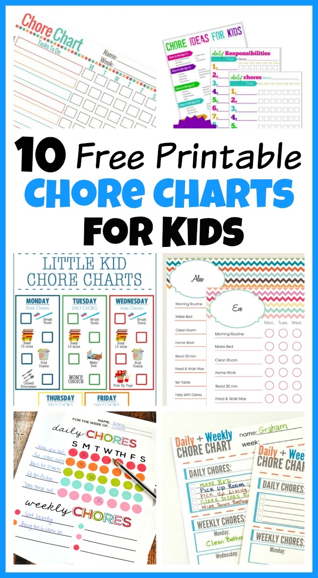 Free Printable Chore Charts For Kids Free Printable Chore Charts 