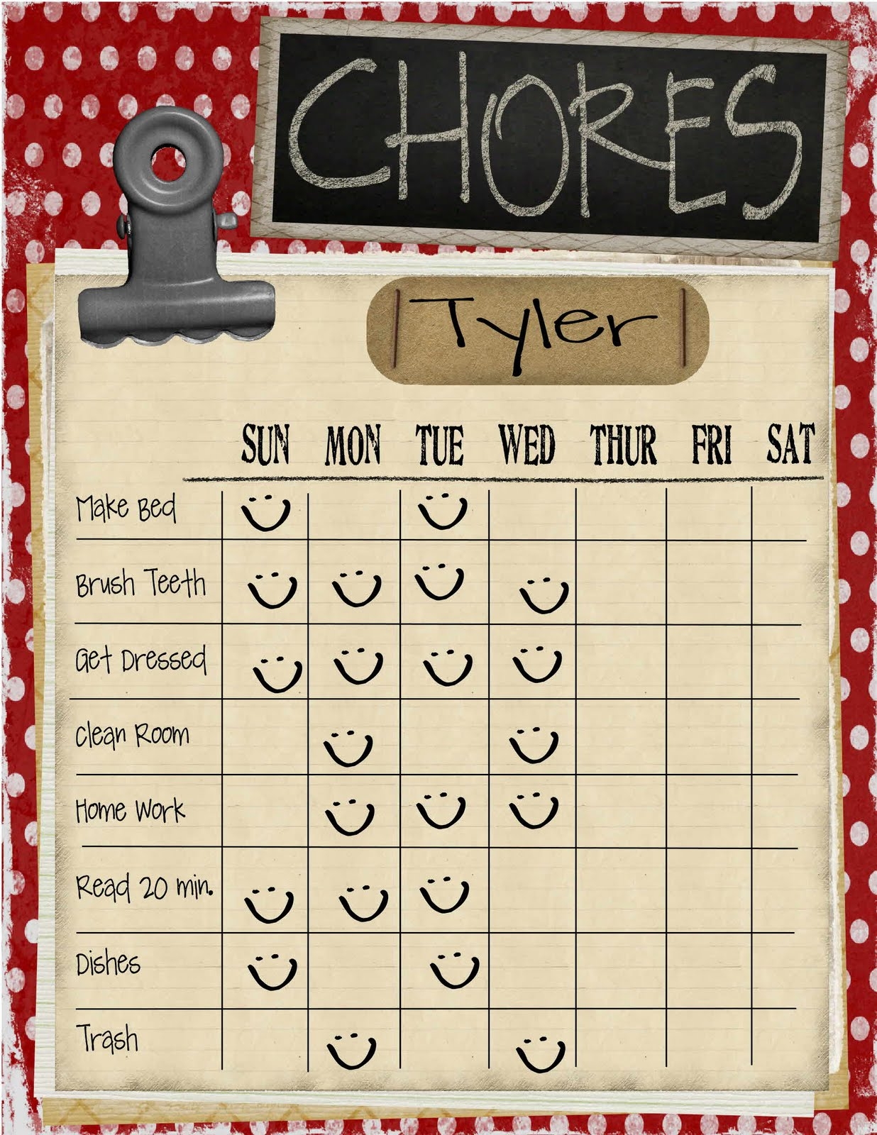 Free Printable Chore Charts For Kids Free Printable Chore Charts Images