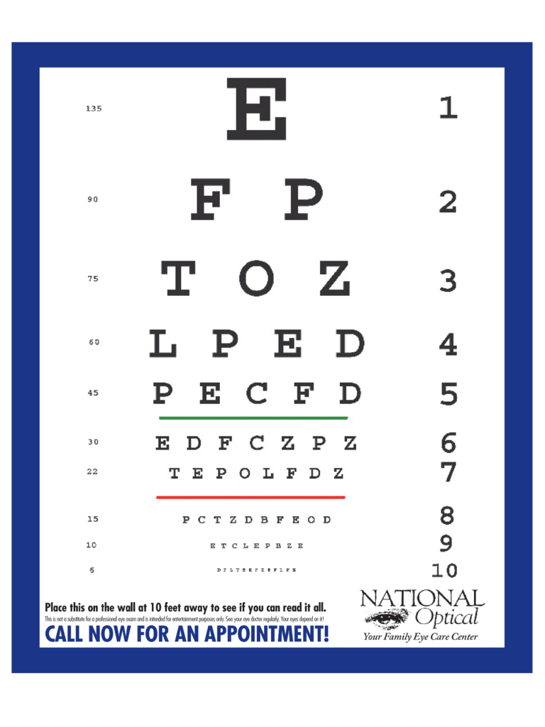 Free Printable Eye Chart PDF Eye Chart Printable