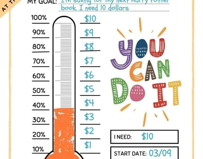 Free Printable Goal Tracker Thermometer For Kids PDF Goal Tracker