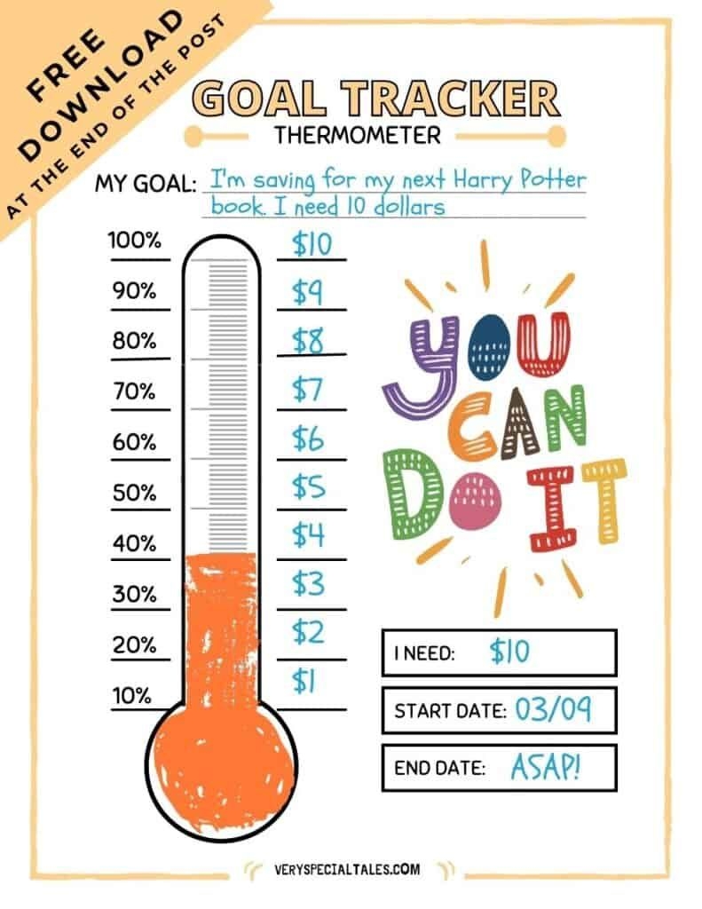 Free Printable Goal Tracker Thermometer For Kids PDF Goal Tracker 