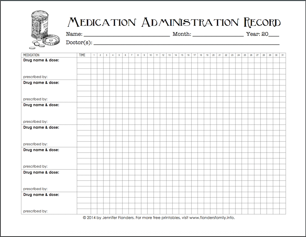 Free Printable Medication Administration Record Nursing Medication 