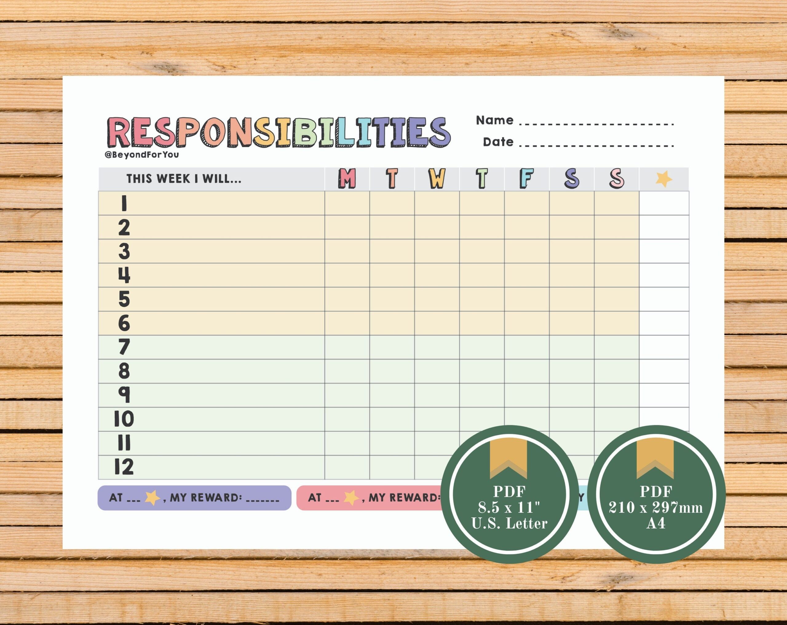 Free Printable Responsibility Chart