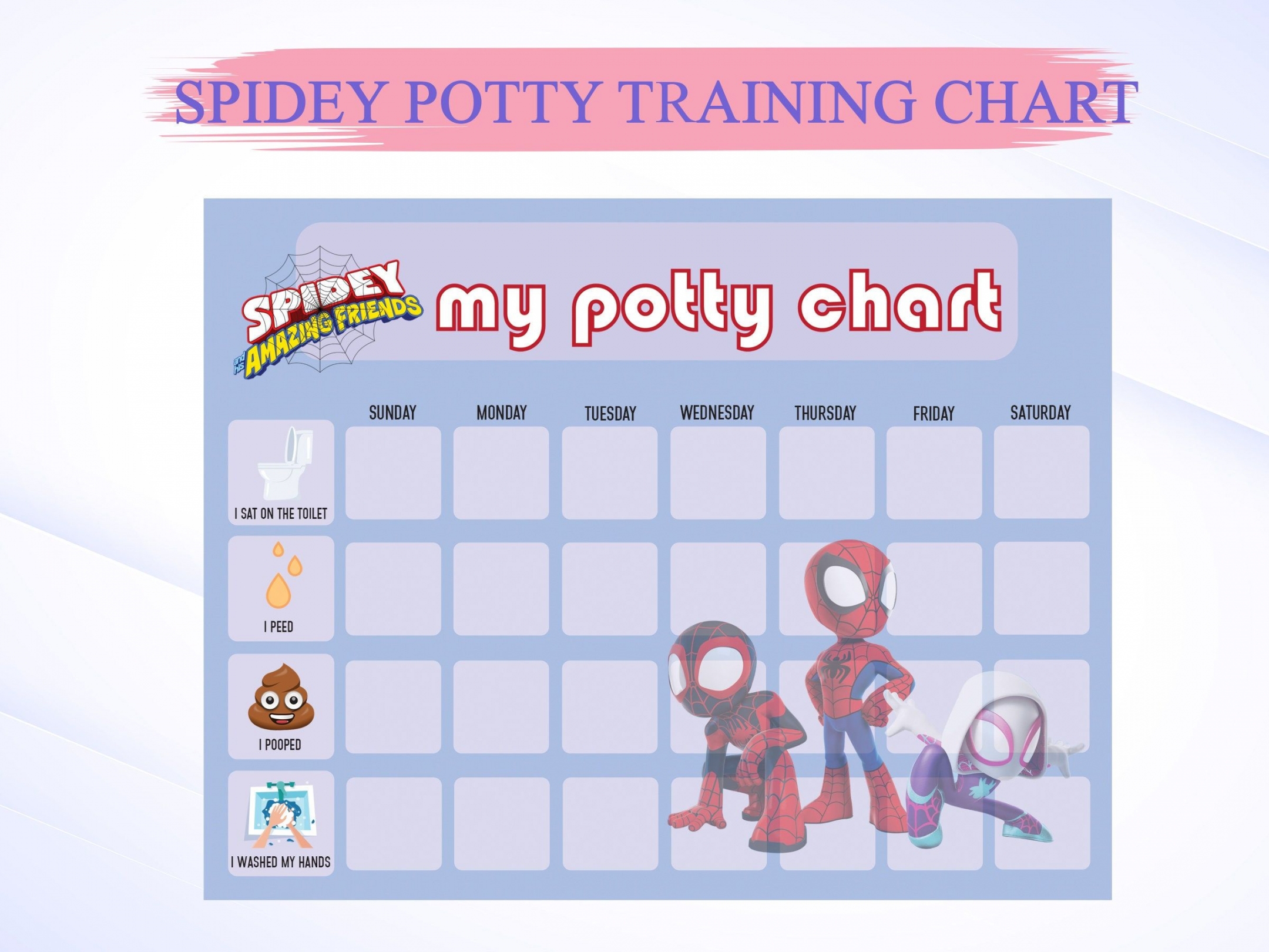 Free Printable Spiderman Potty Chart FREE Printable A Z