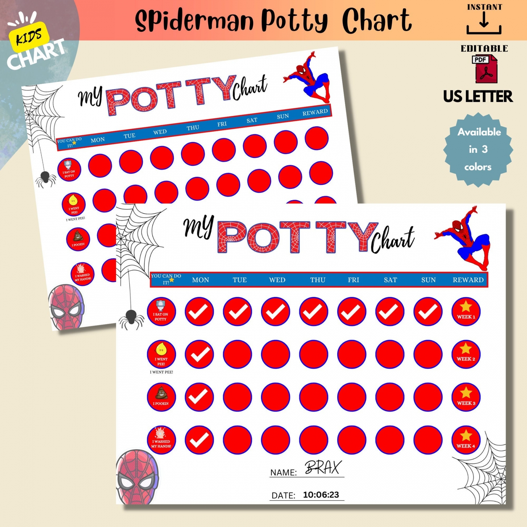 Free Printable Spiderman Potty Chart FREE Printable A Z