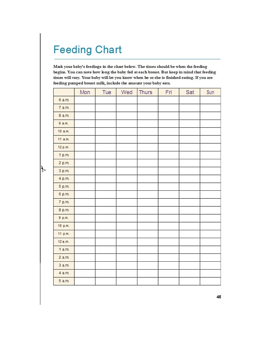 Infant Feeding Chart Printable