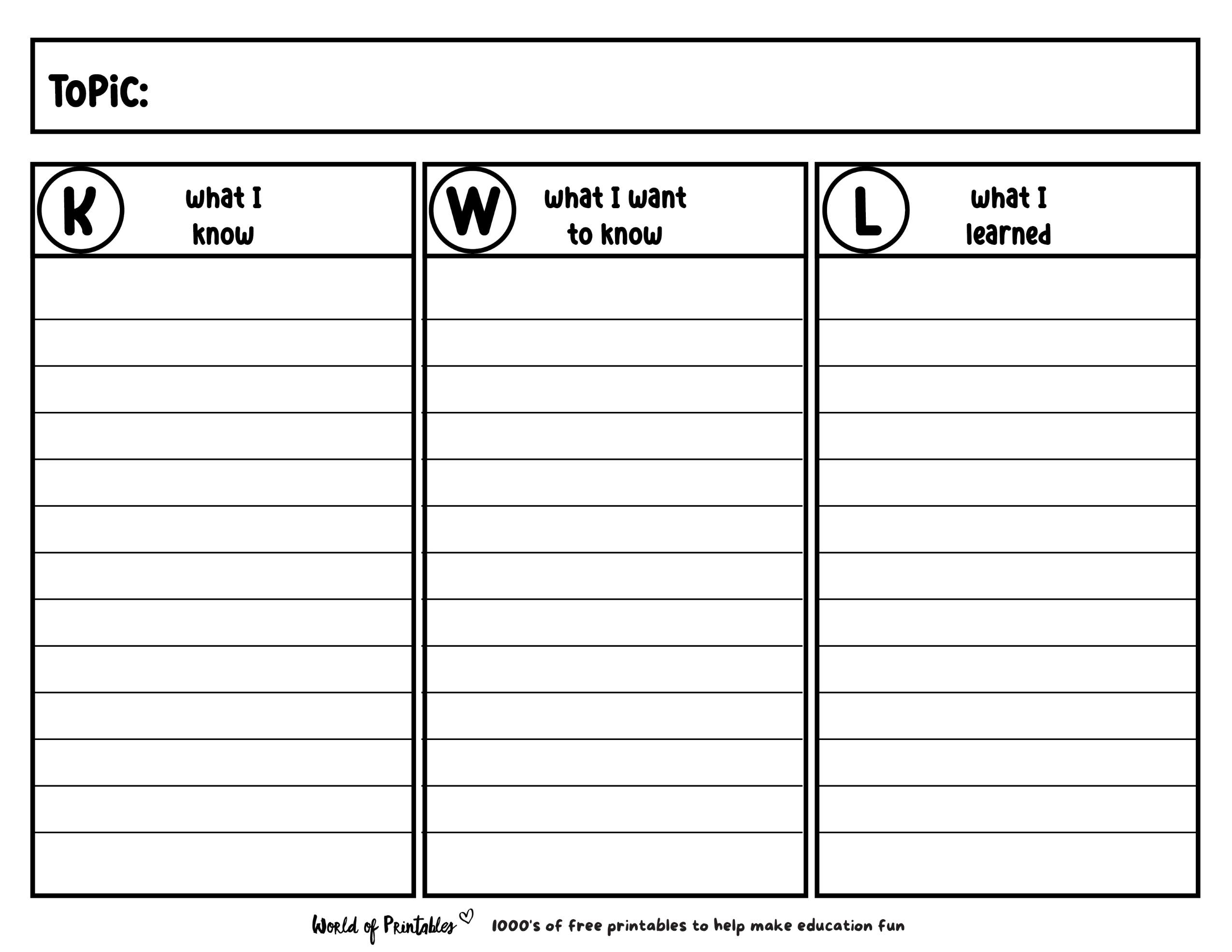 KWL Chart 14 Templates World Of Printables