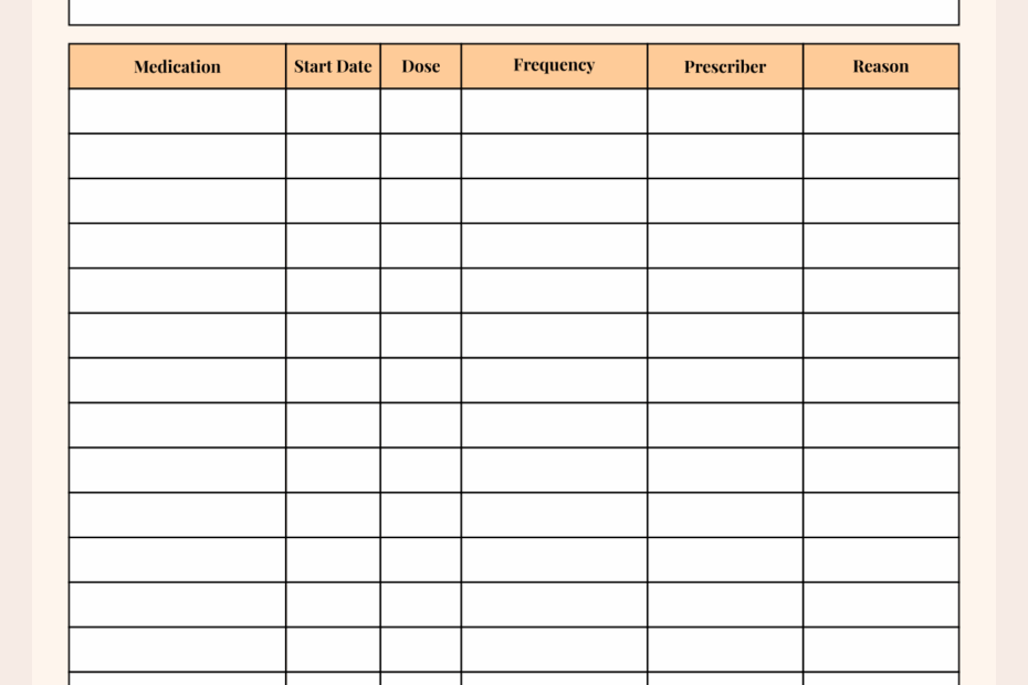Medication List 10 Free PDF Printables Printablee Medication List