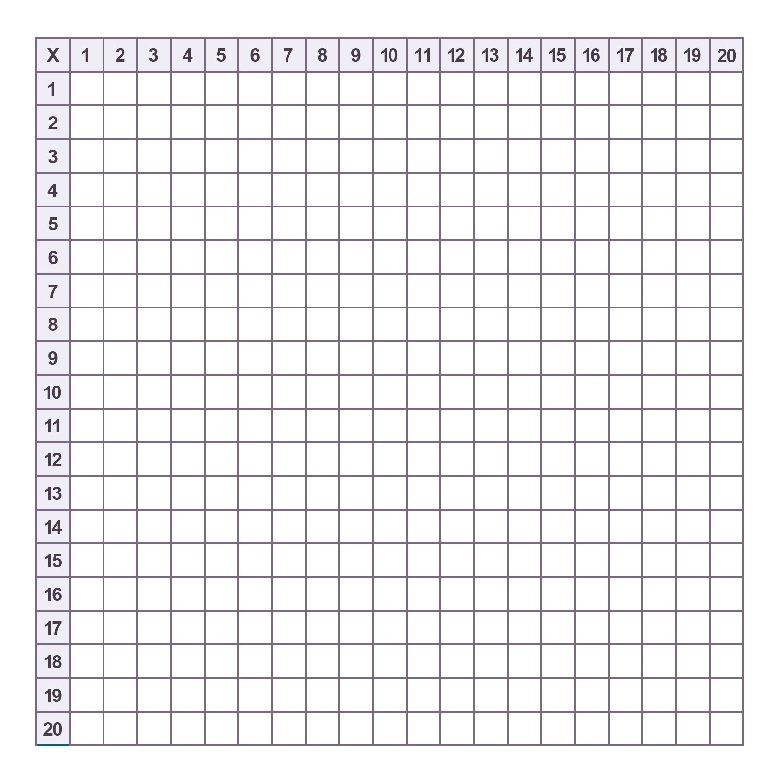Multiplication Chart 1 20 Printable Pdf Infoupdate