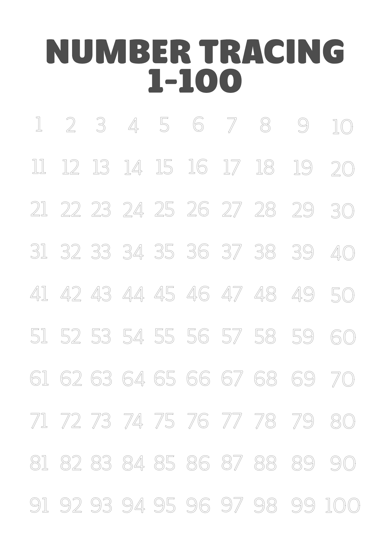Pdf Printable Number Chart 1 100 Printable Word Searches