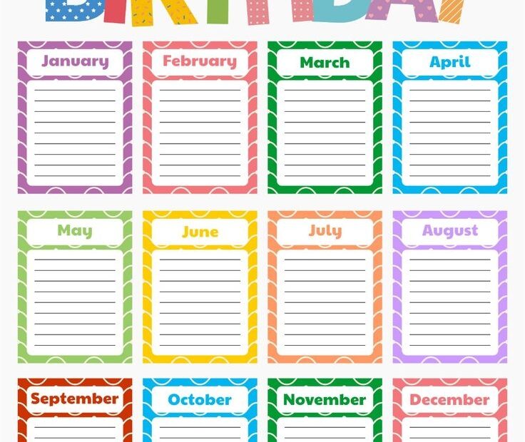 Printable Birthday Chart Printable JD