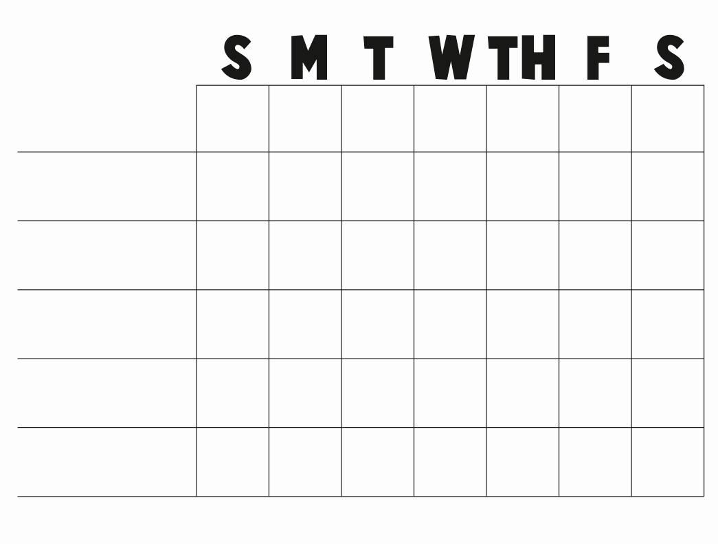 Printable Blank Table Chart