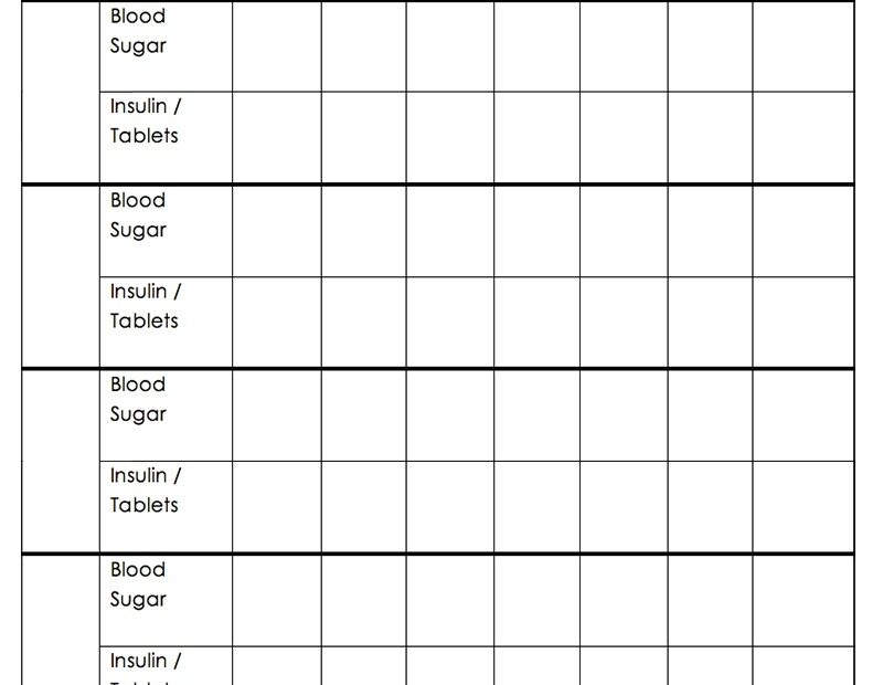 Printable Blood Glucose Monitoring Chart