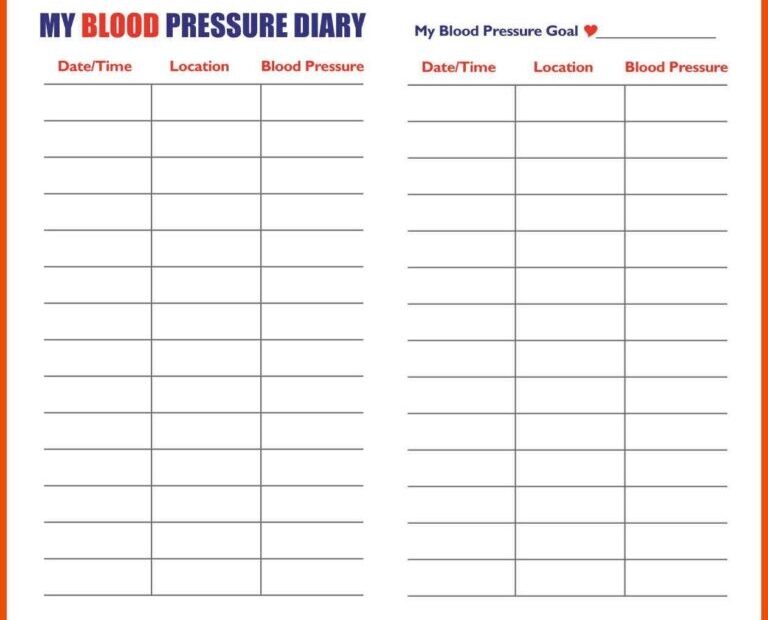 Printable Blood Pressure Chart Printable JD
