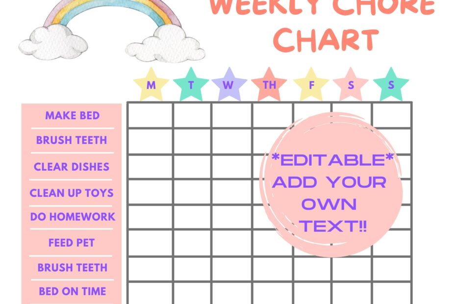 Printable Chore Chart For Preschoolers Girls PrintableChoreCharts