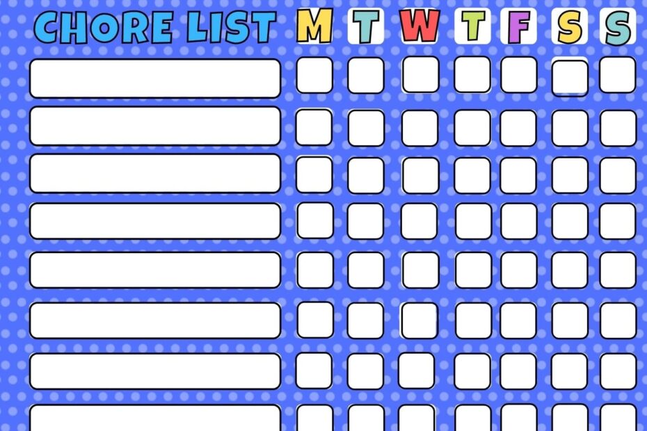 Printable Chore Chart Templates 20 Free Chore Chart Ideas For Kids Of