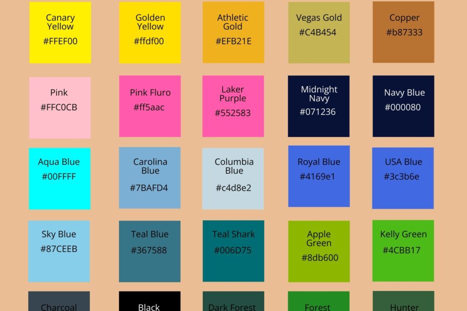 Printable Color Chart Pdf Infoupdate