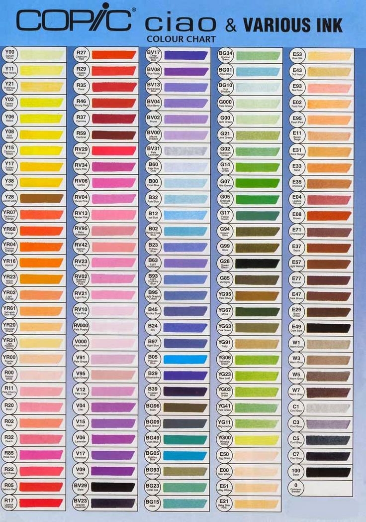 Printable Copic Marker Color Chart